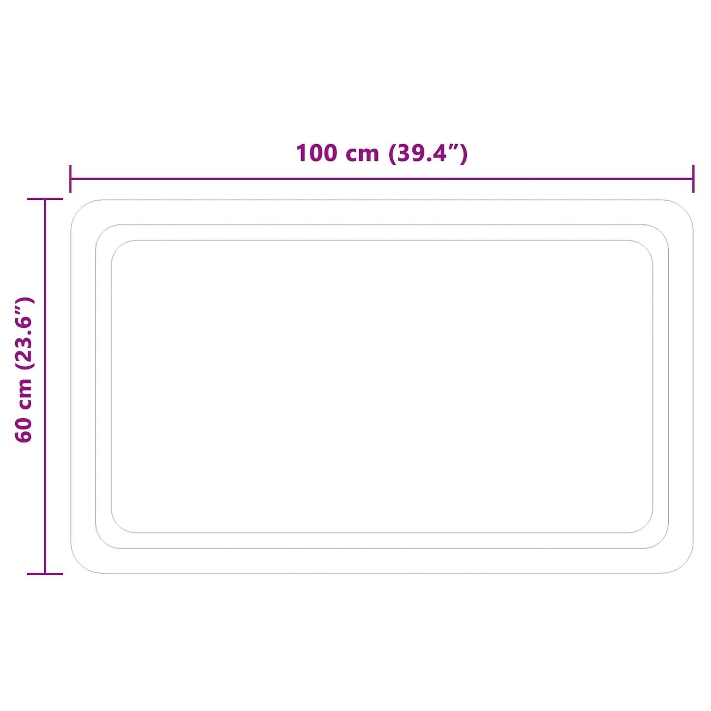 LED Fürdőszoba Tükör tükörrel Átlátszó 100 x 60 cm edzett üveg