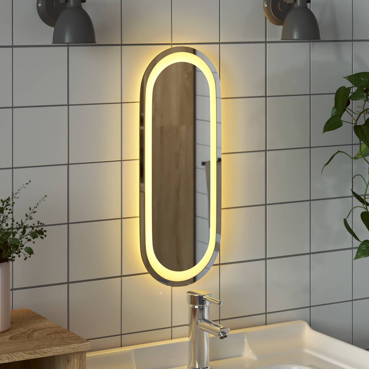 LED Fürdőszoba Tükör tükörrel Átlátszó 40 x 15 cm edzett üveg