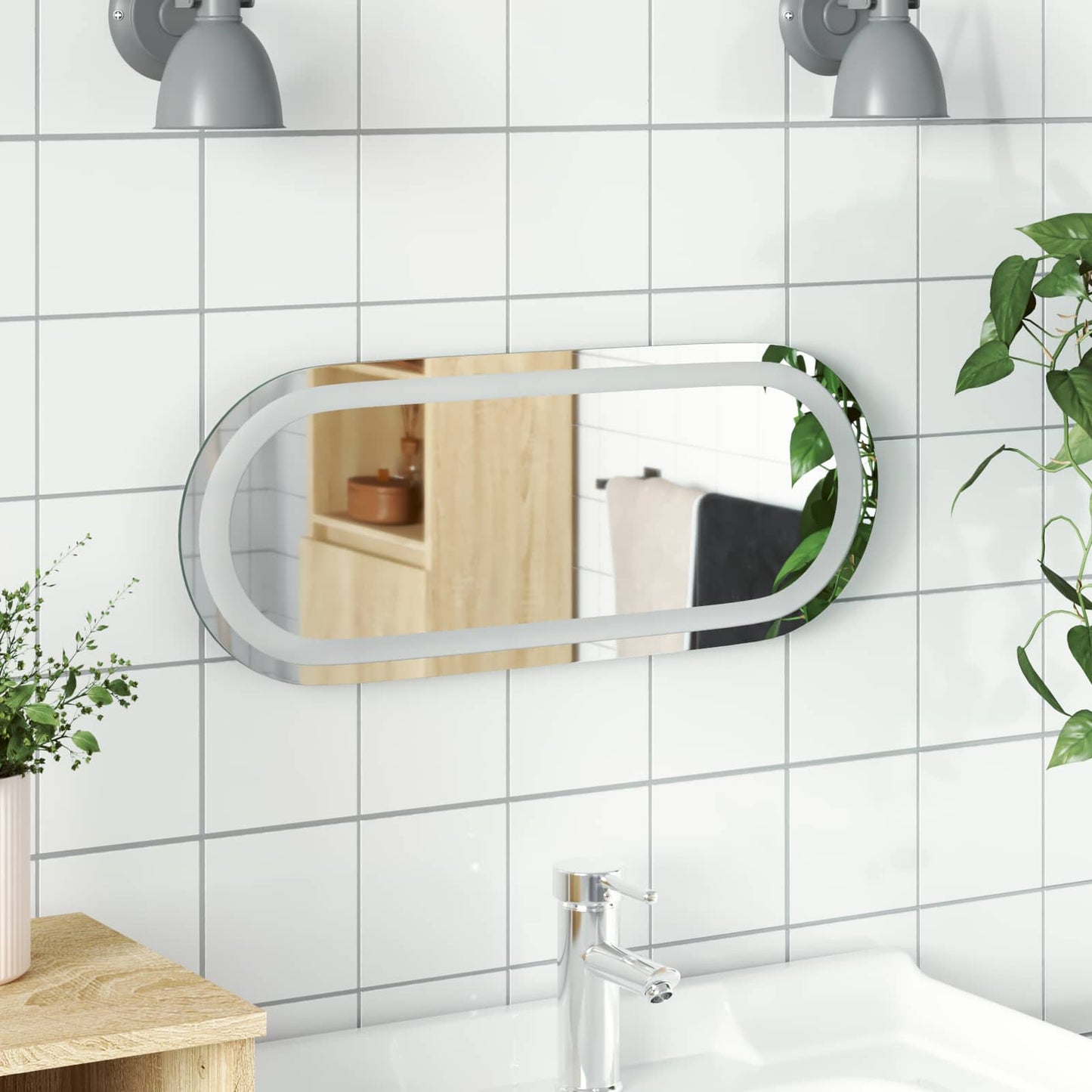 LED Fürdőszoba Tükör tükörrel Átlátszó 50 x 20 cm edzett üveg
