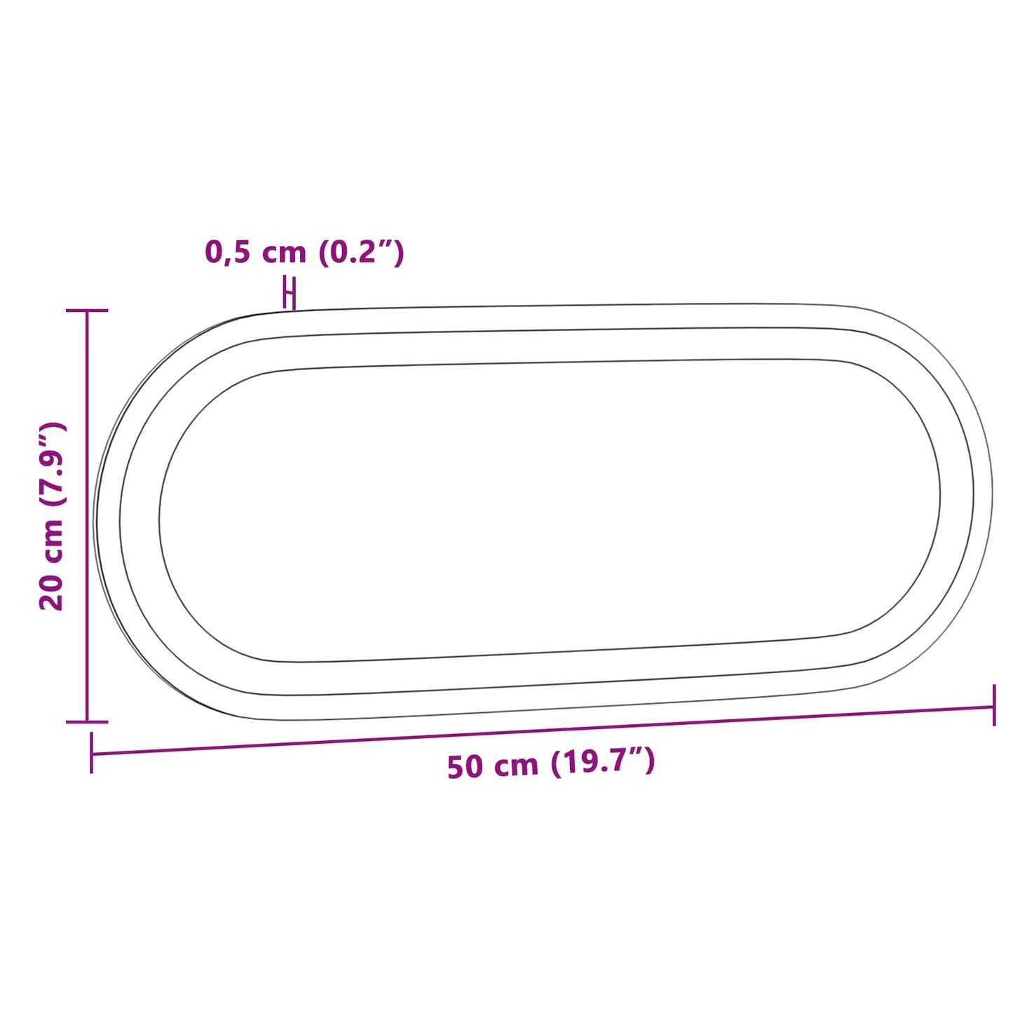 LED Fürdőszoba Tükör tükörrel Átlátszó 50 x 20 cm edzett üveg
