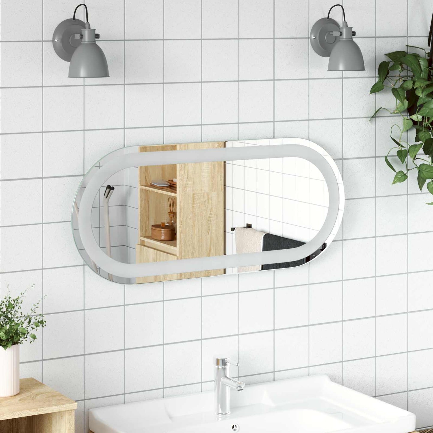 LED Fürdőszoba Tükör tükörrel Átlátszó 70 x 30 cm edzett üveg