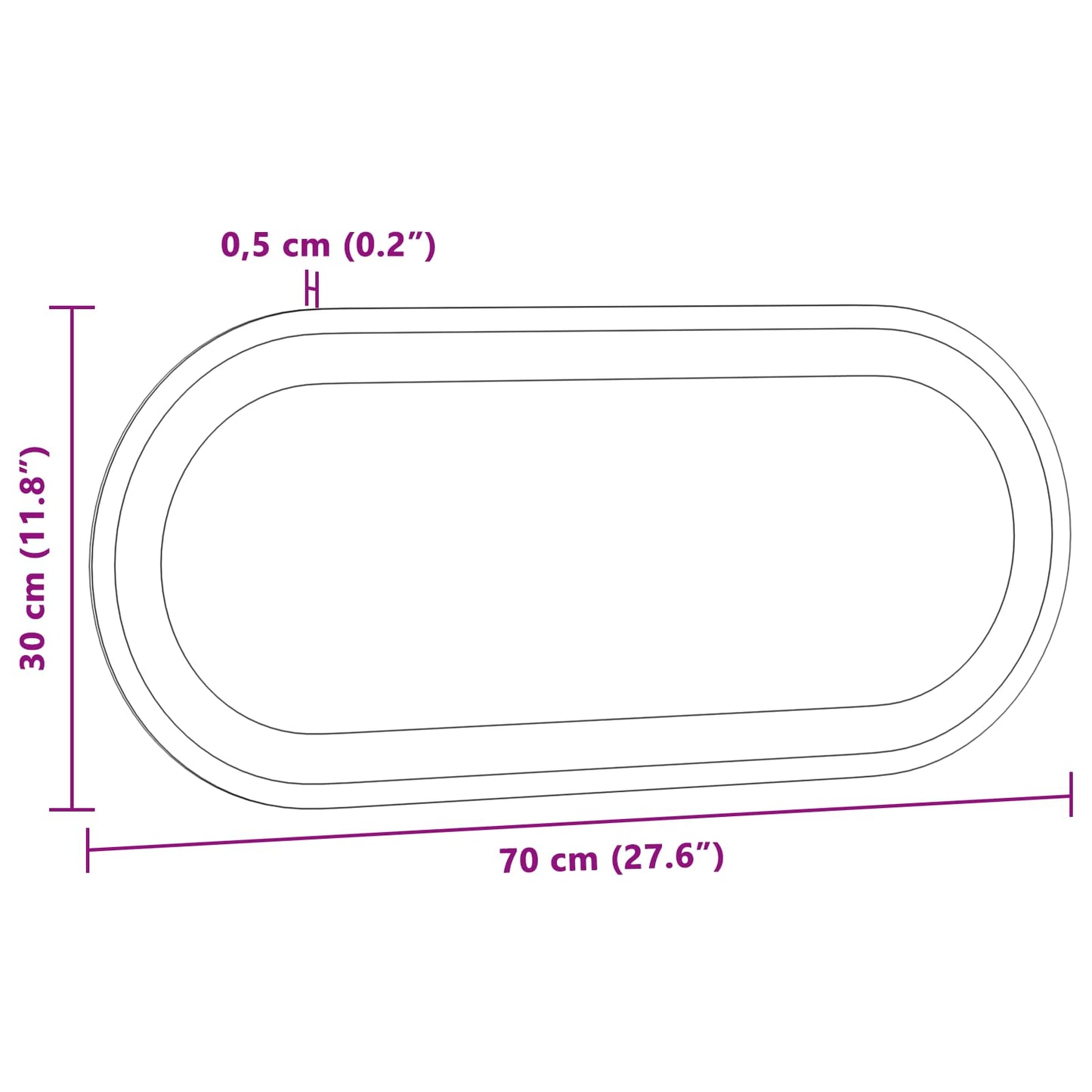 LED Fürdőszoba Tükör tükörrel Átlátszó 70 x 30 cm edzett üveg