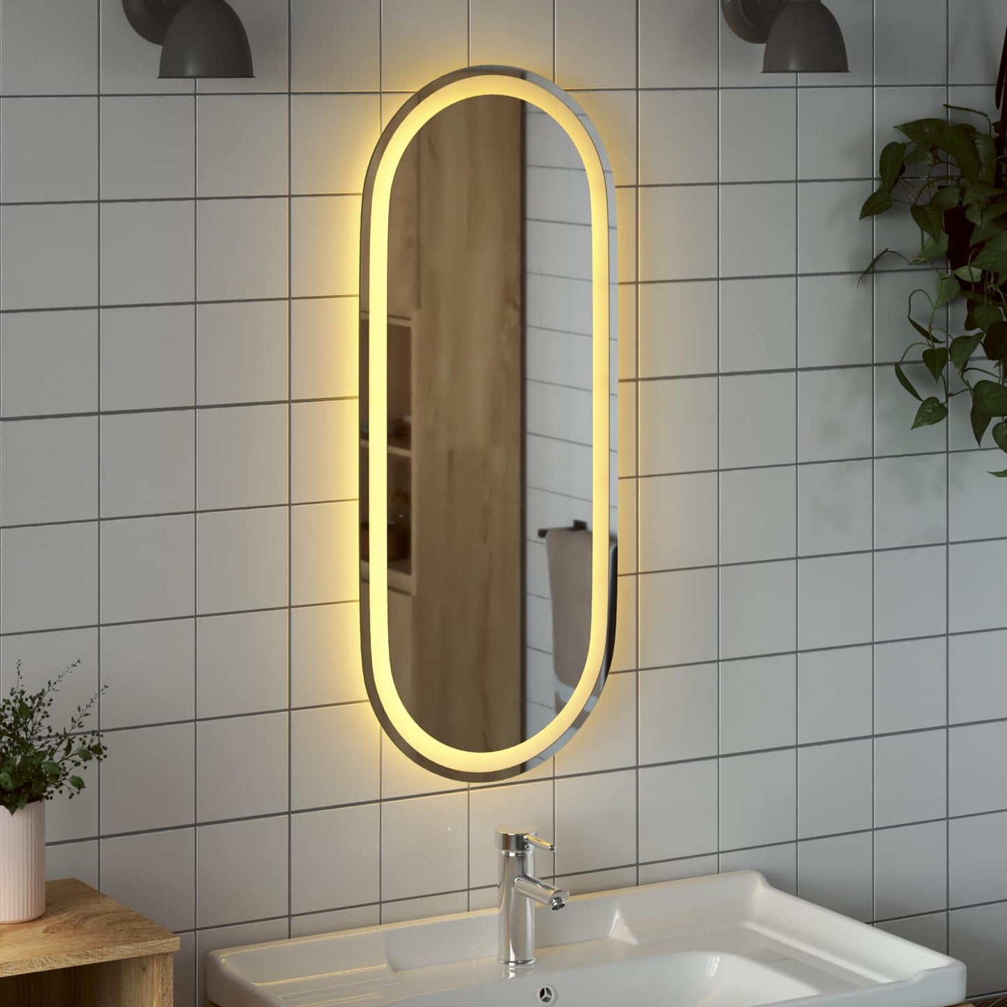LED Fürdőszoba Tükör tükörrel Átlátszó 90 x 40 cm edzett üveg