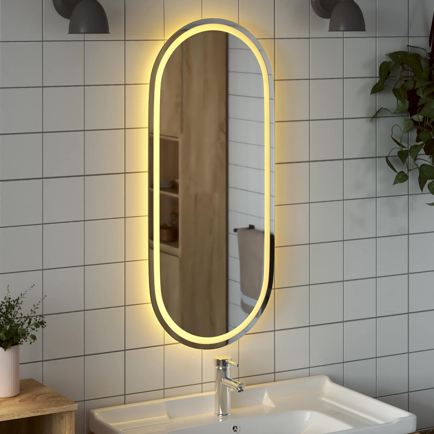 LED Fürdőszoba Tükör tükörrel Átlátszó 100 x 45 cm edzett üveg