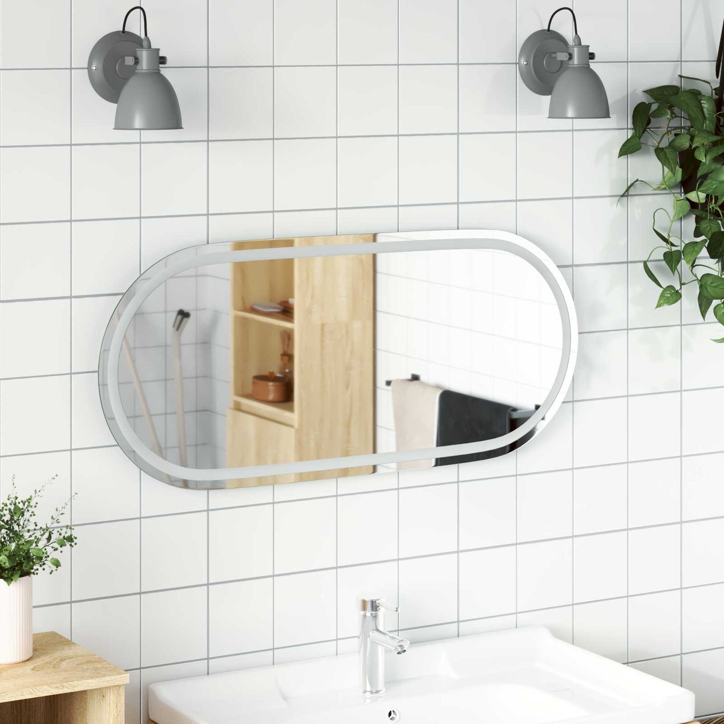 LED Fürdőszoba Tükör tükörrel Átlátszó 100 x 45 cm edzett üveg