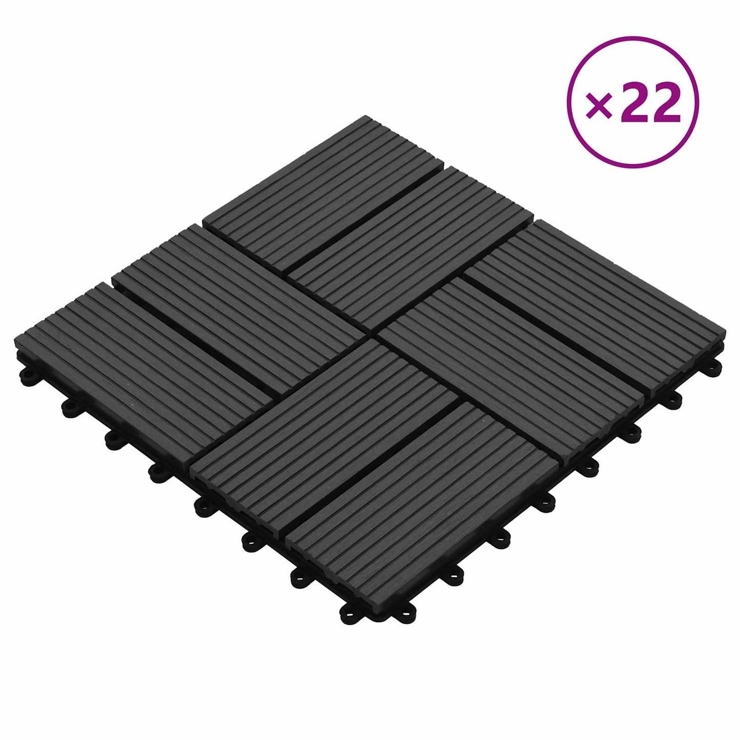 Faszegély járólap 22 pcs Fekete 30 x 30 cm WPC