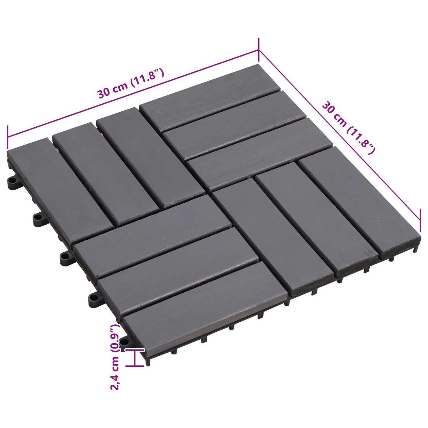 Faszegély járólap 20 pcs Szürke 30 x 30 cm Akácfa