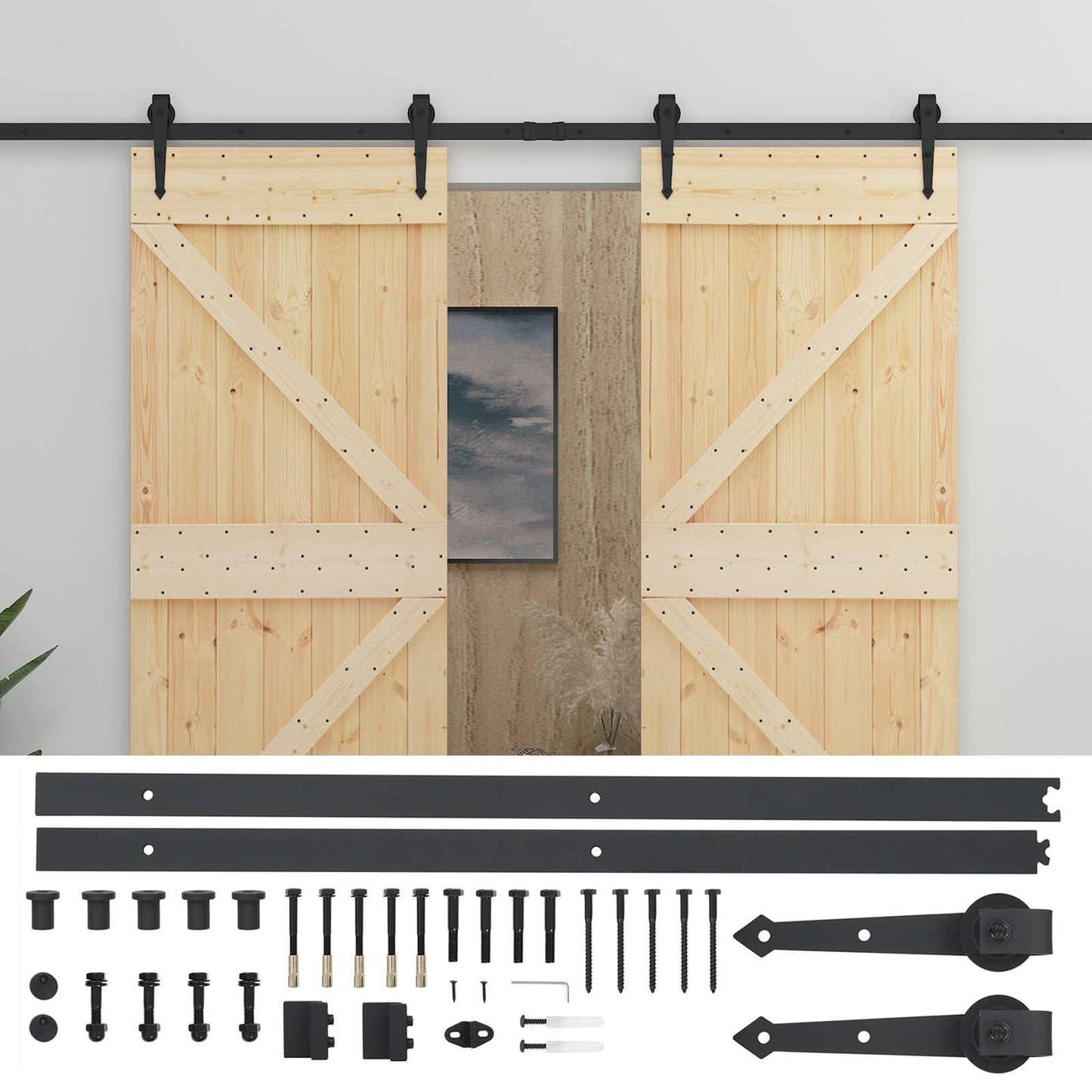 Csúszó ajtó 2 db 80 x 210 cm Tömör Fenyőfa