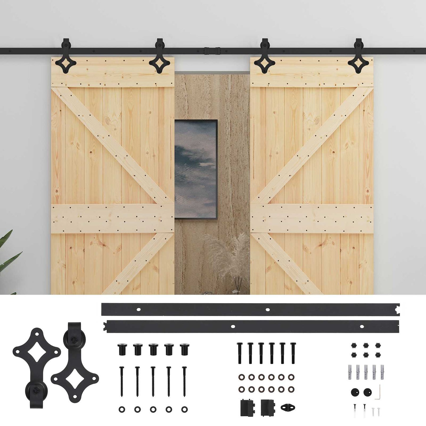 Csúszó ajtó 2 db 80 x 210 cm Tömör Fenyőfa