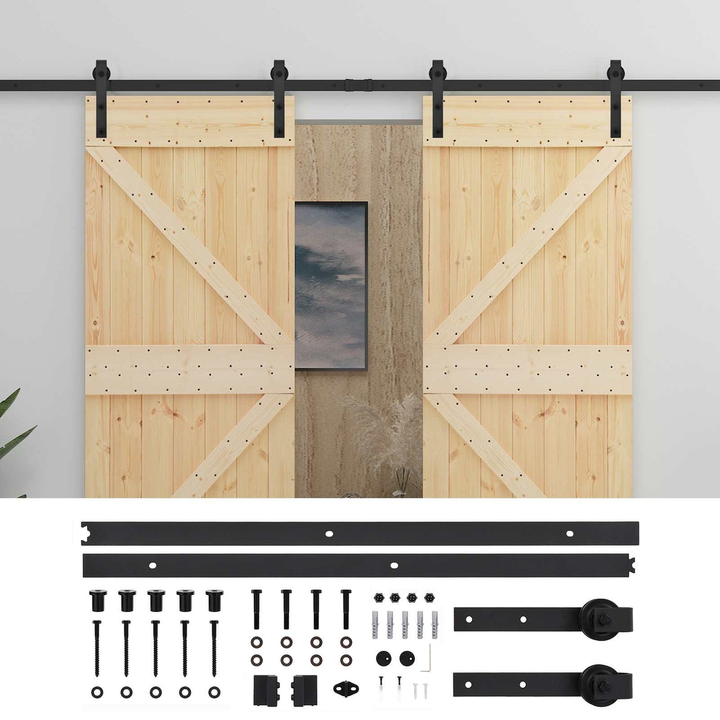 Csúszó ajtó 2 db 80 x 210 cm Tömör Fenyőfa