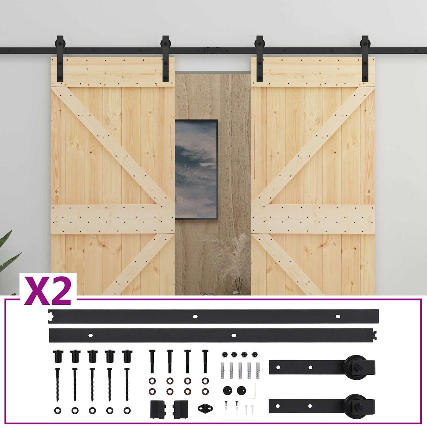 Csúszó ajtó 2 db 80 x 210 cm Tömör Fenyőfa
