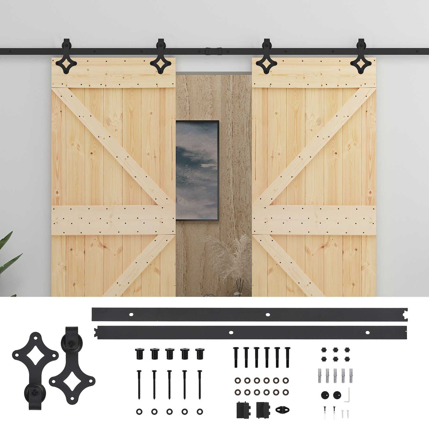 Csúszó ajtó 2 db 90 x 210 cm Tömör Fenyőfa