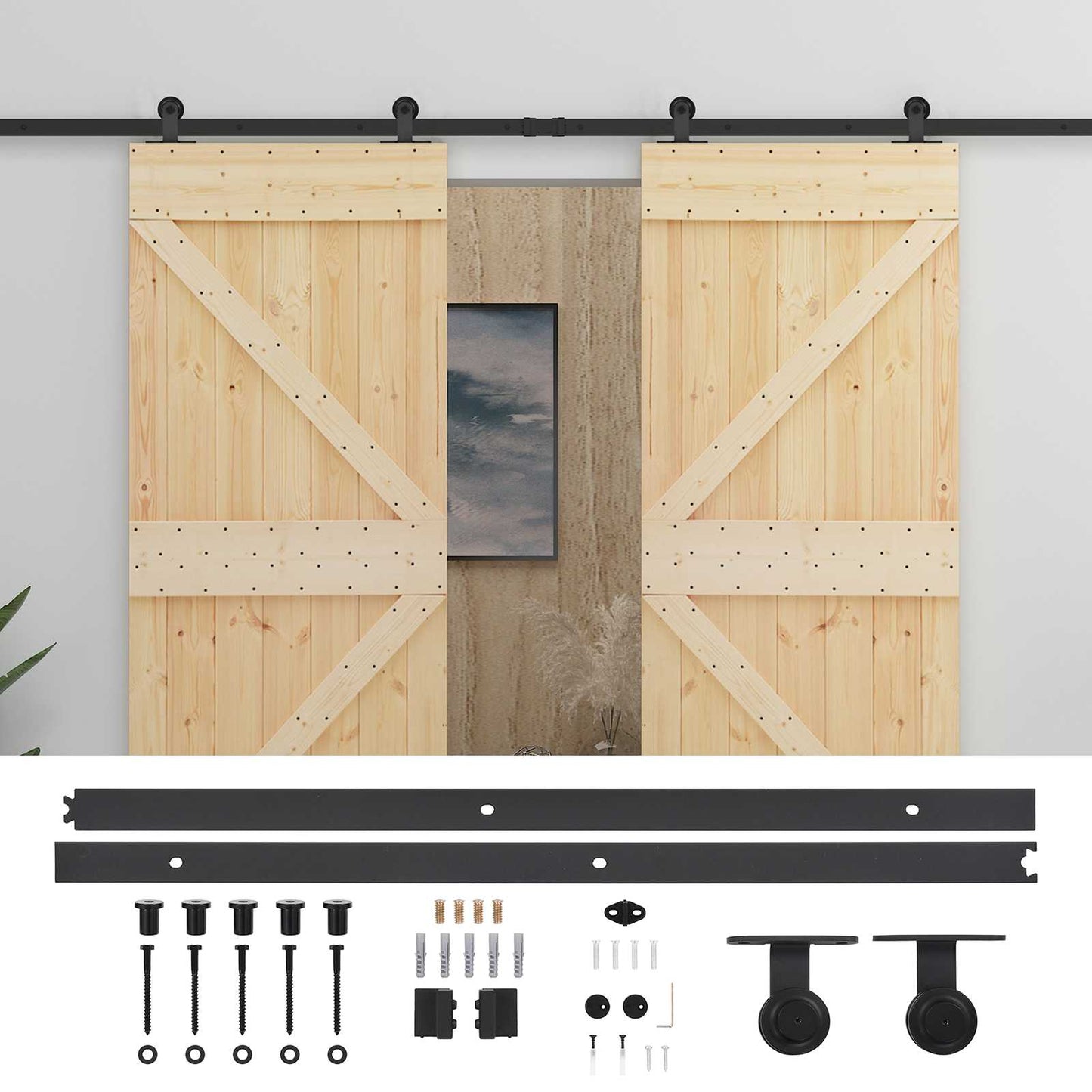 Csúszó ajtó 2 db 90 x 210 cm Tömör Fenyőfa