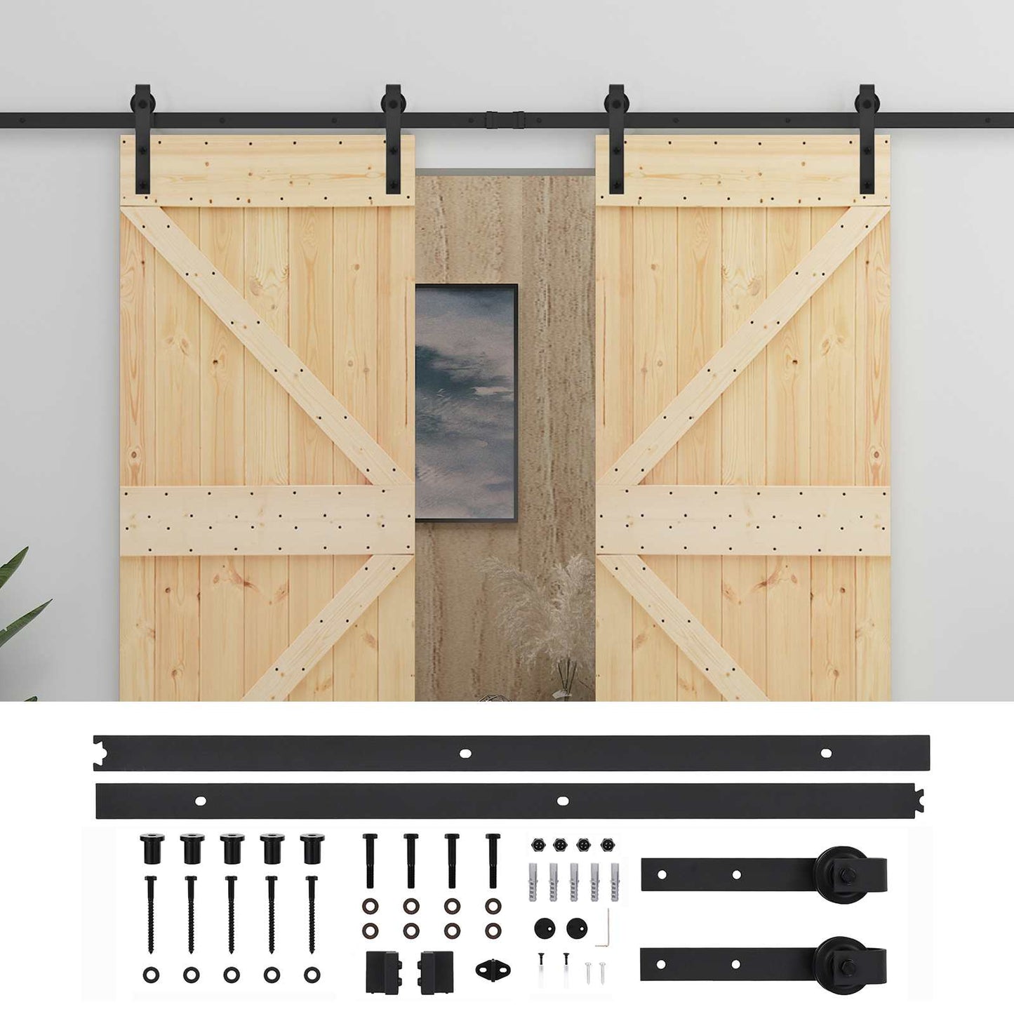 Csúszó ajtó 2 db 100 x 210 cm Tömör Fenyőfa