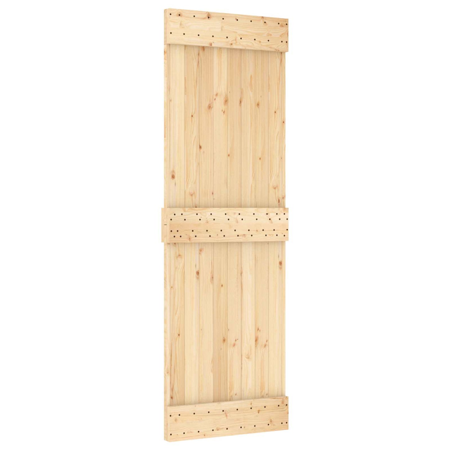 Csúszó ajtó Természetes és Fekete 70 x 210 cm Szilárd Fenyőfa