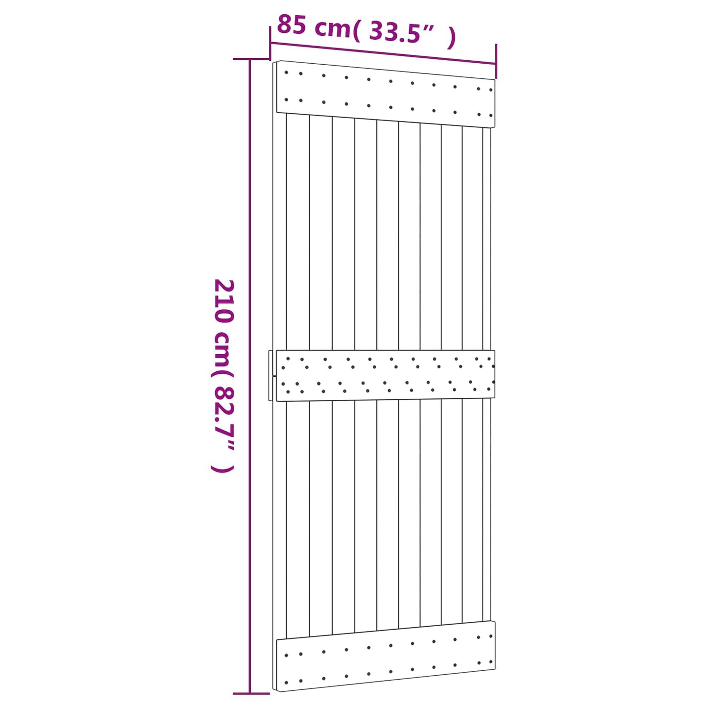 Csúszó ajtó Természetes és Fekete 85 x 210 cm Szilárd Fenyőfa