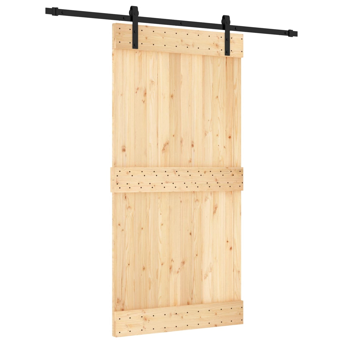 Csúszó ajtó Természetes és Fekete 100 x 210 cm Szilárd Fenyőfa