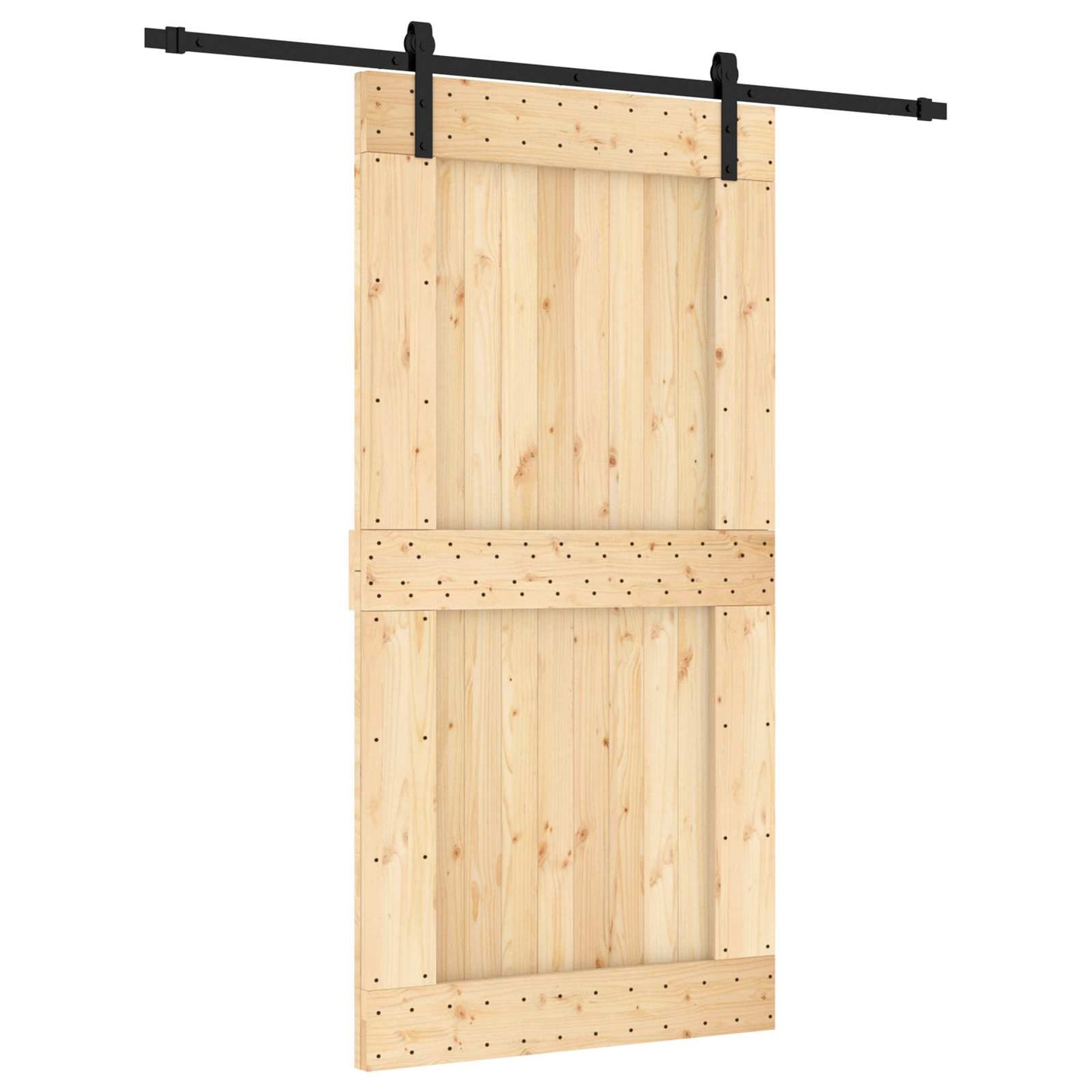 Csúszó ajtó Természetes és Fekete 100 x 210 cm Szilárd Fenyőfa