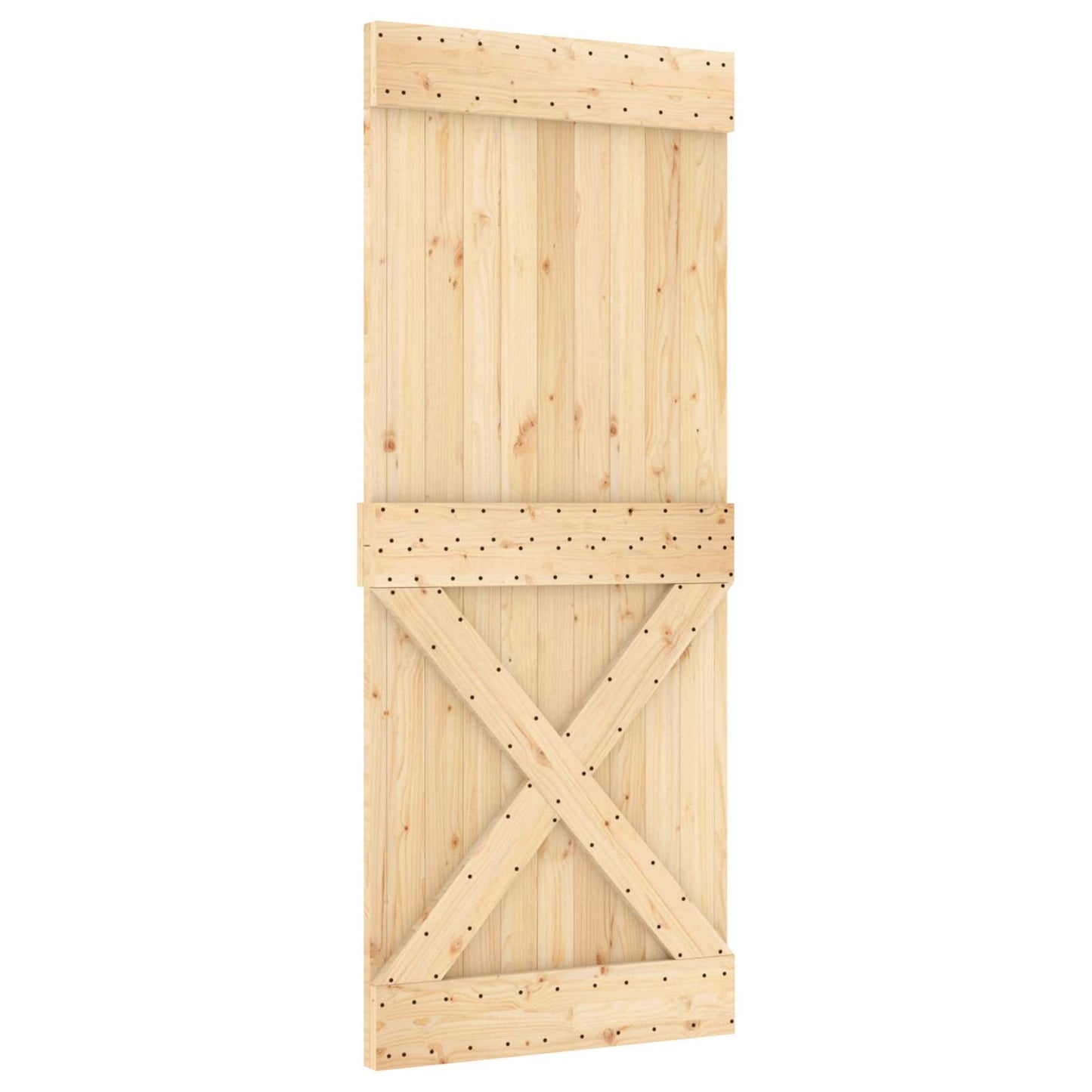 Csúszó ajtó Természetes és Fekete 85 x 210 cm Szilárd Fenyőfa