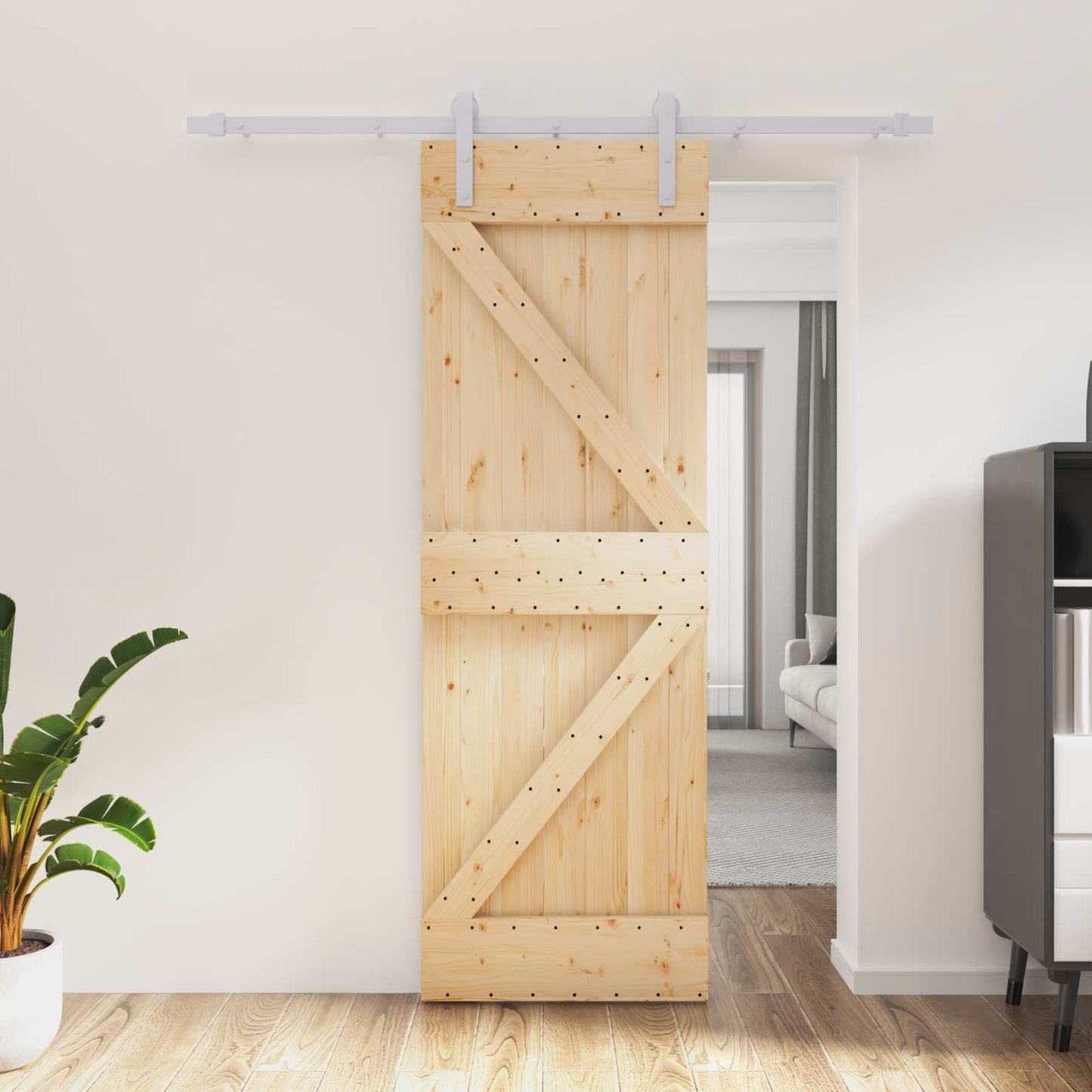 Csúszó ajtó Természetes és Fehér 70 x 210 cm Szilárd Fenyőfa