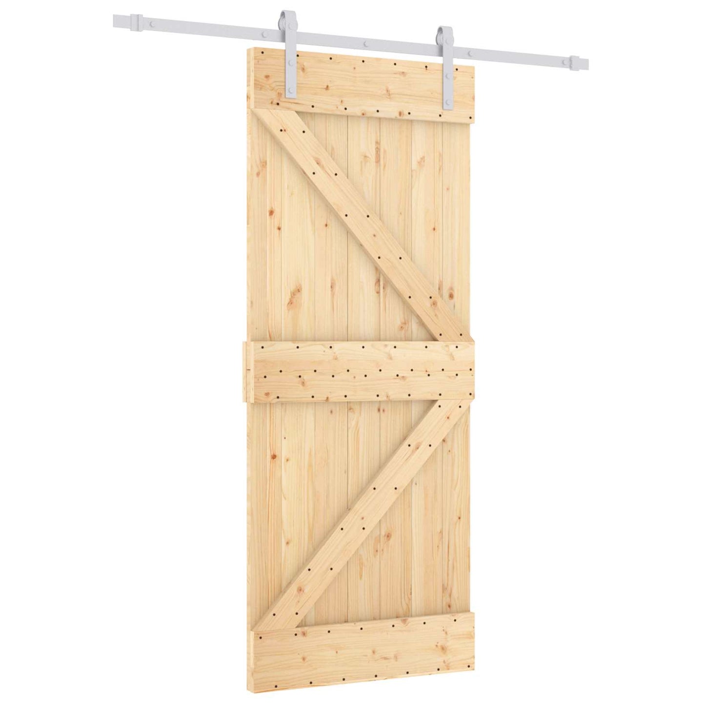 Csúszó ajtó Természetes és Fehér 80 x 210 cm Tömör Fenyőfa