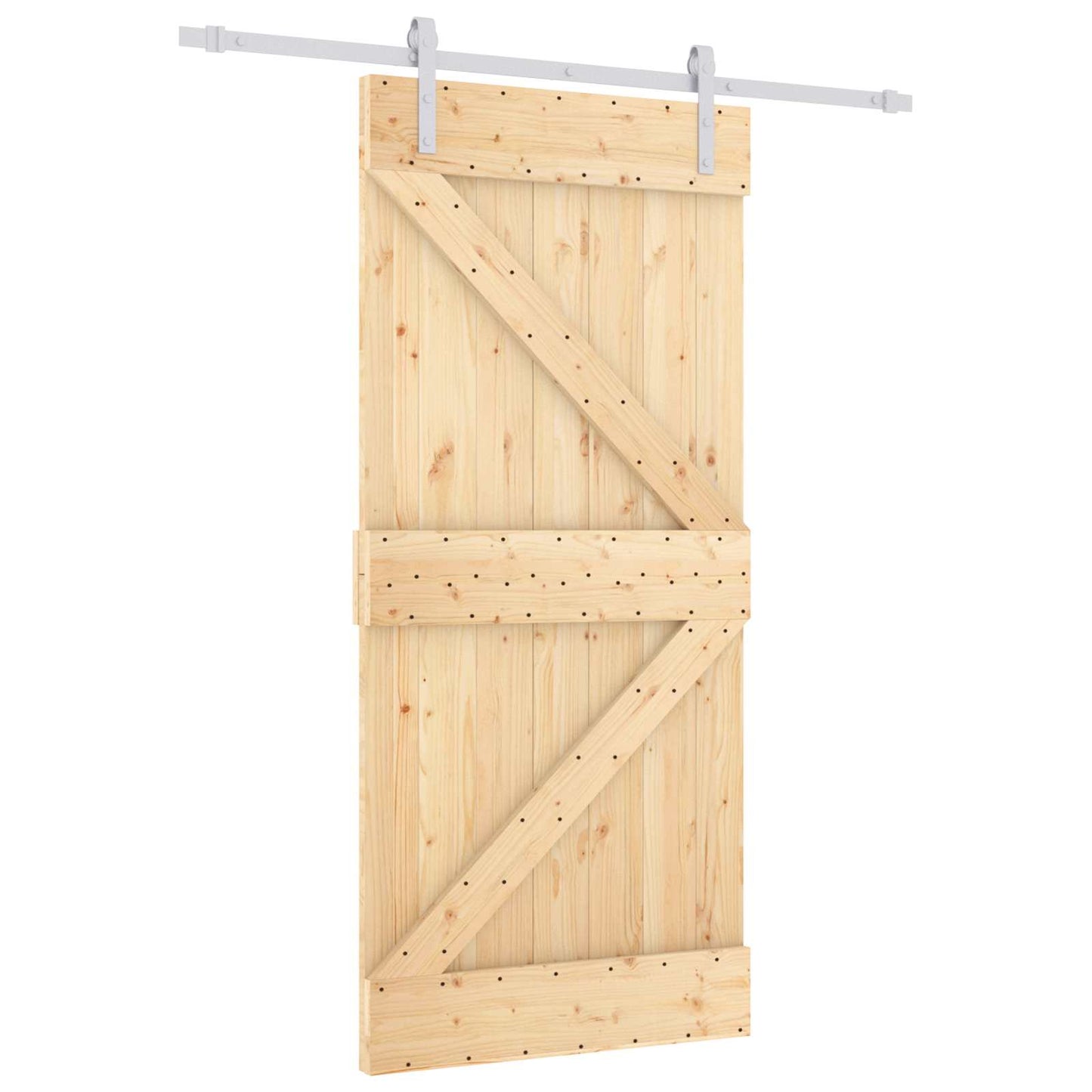 Csúszó ajtó Természetes és Fehér 90 x 210 cm Tömör Fenyőfa