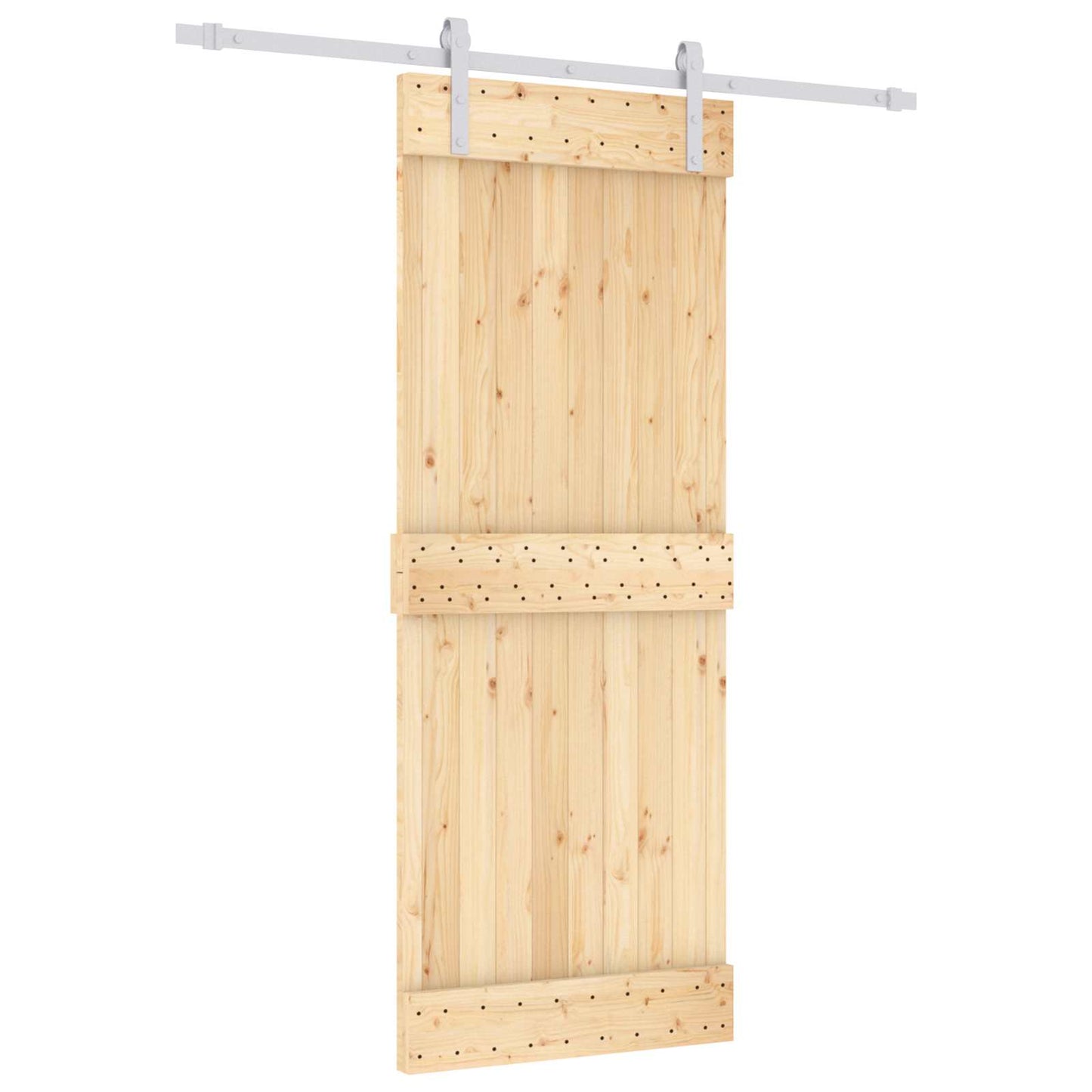 Csúszó ajtó Természetes és Fehér 80 x 210 cm Szilárd Fenyőfa