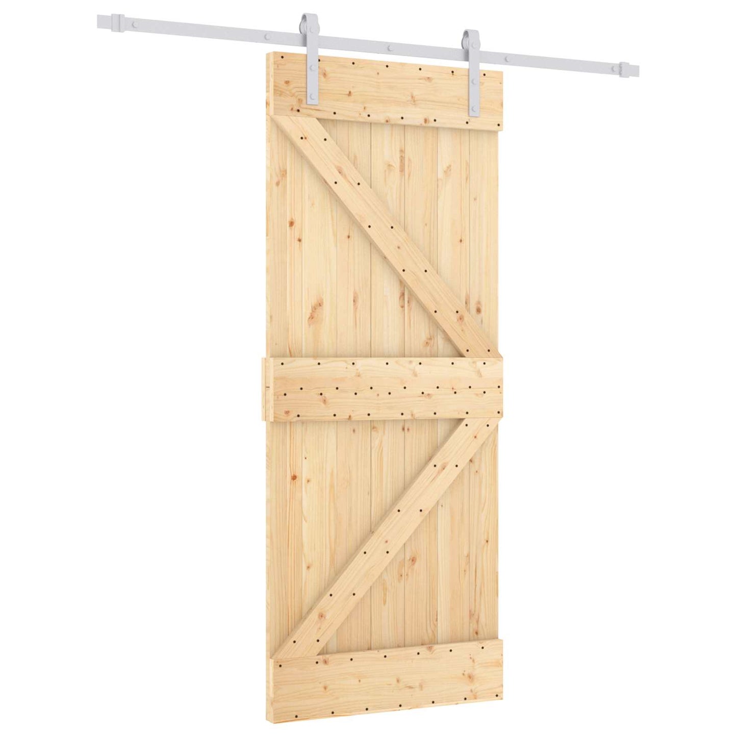 Csúszó ajtó Természetes és Fehér 85 x 210 cm Szilárd Fenyőfa