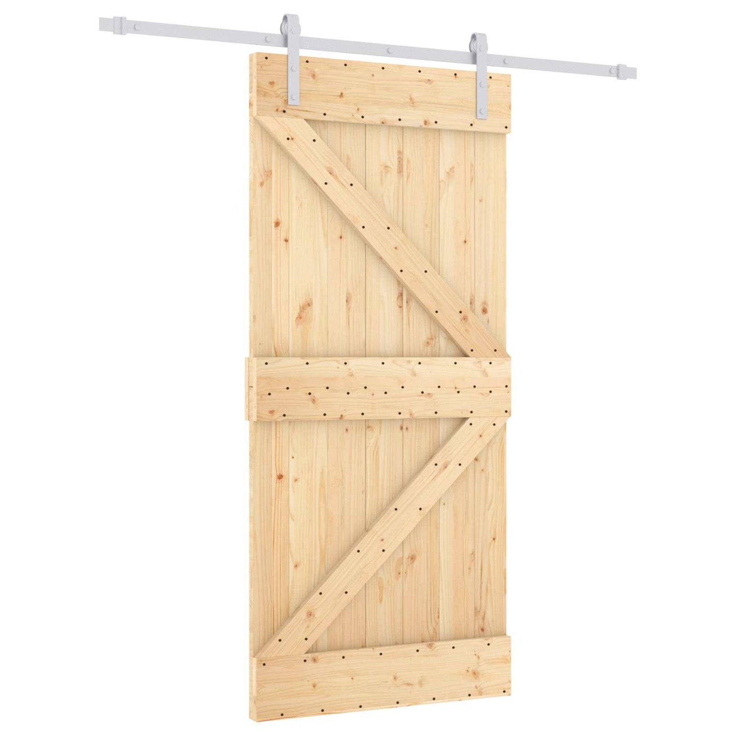 Csúszó ajtó Természetes és Fehér 95 x 210 cm Szilárd Fenyőfa