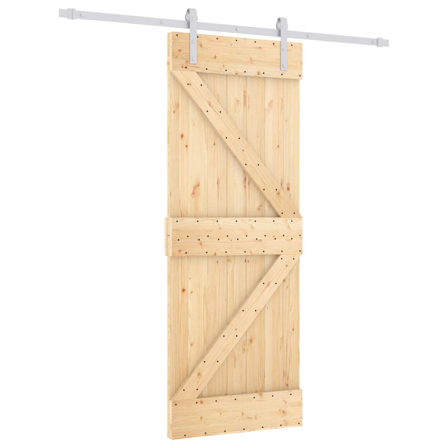 Csúszó ajtó Természetes és Fehér 80 x 210 cm Tömör Fenyőfa