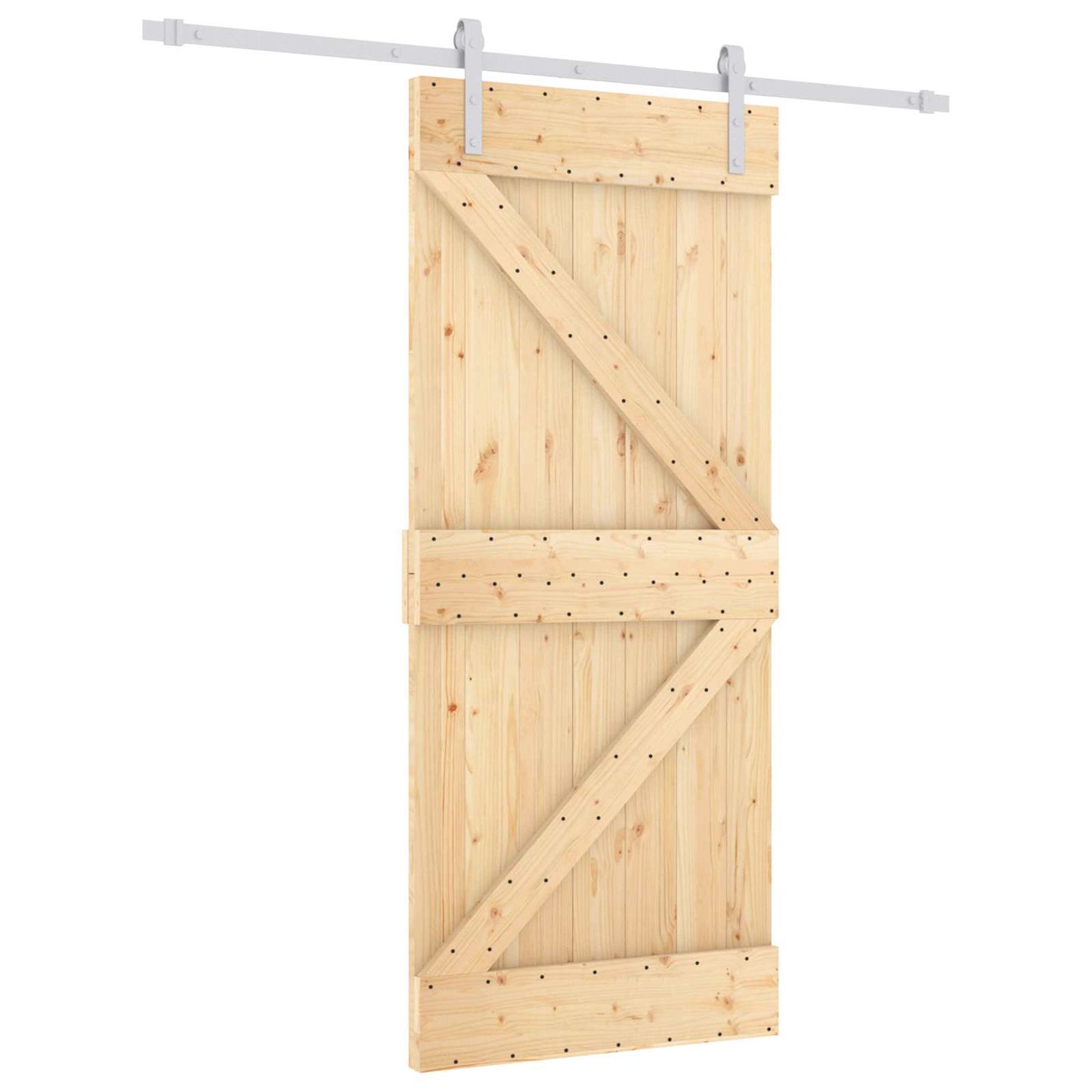 Csúszó ajtó Természetes és Fehér 90 x 210 cm Tömör Fenyőfa