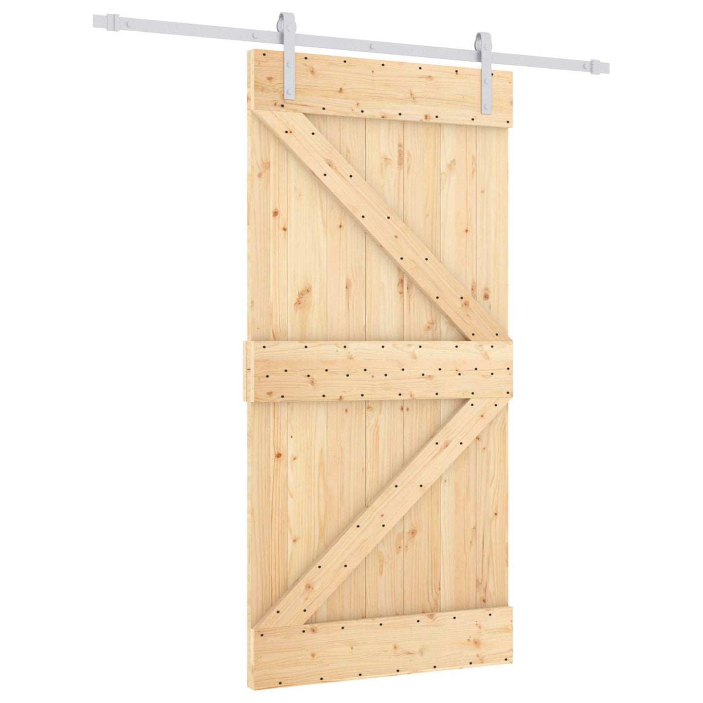 Csúszó ajtó Természetes és Fehér 100 x 210 cm Tömör Fenyőfa