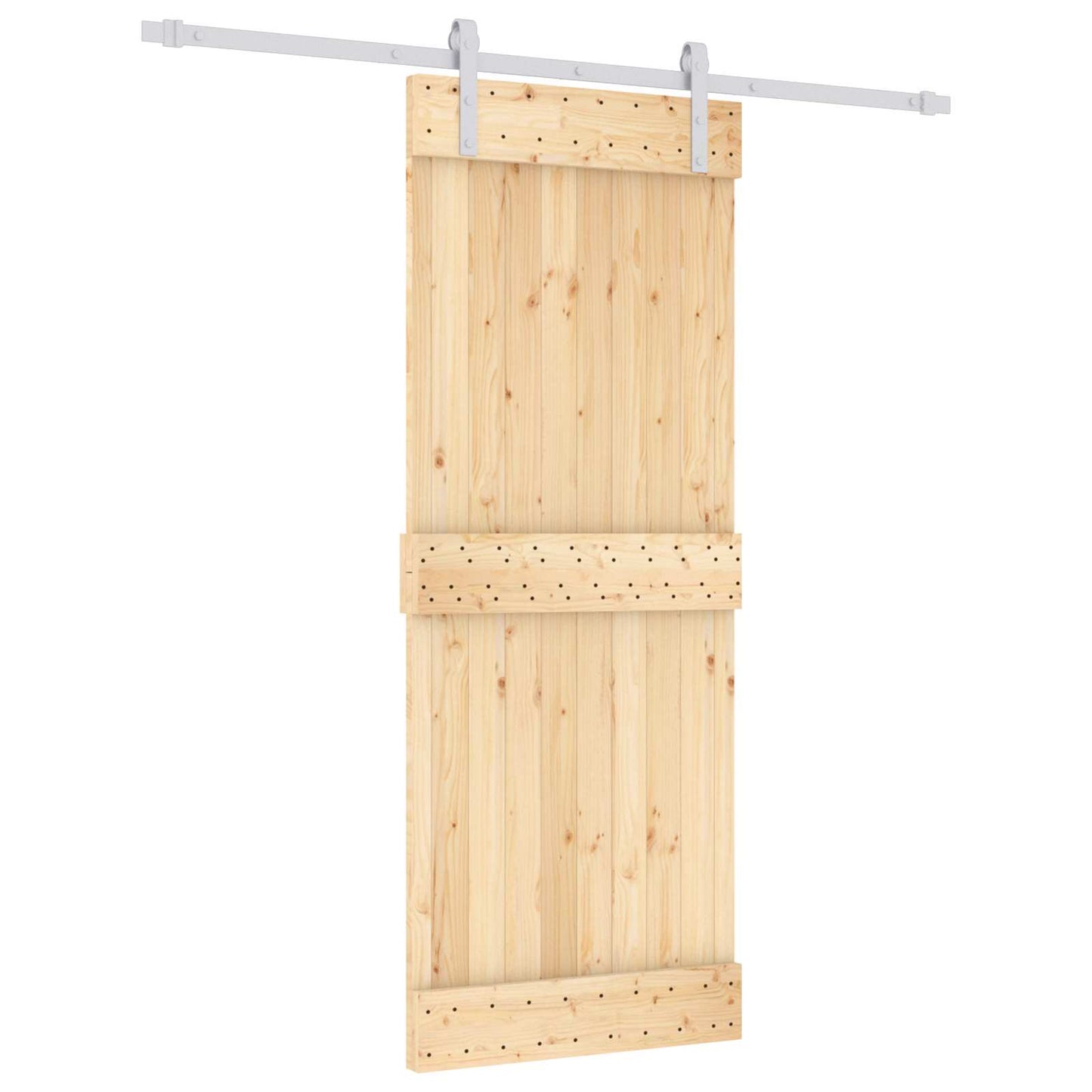 Csúszó ajtó Természetes és Fehér 80 x 210 cm Szilárd Fenyőfa