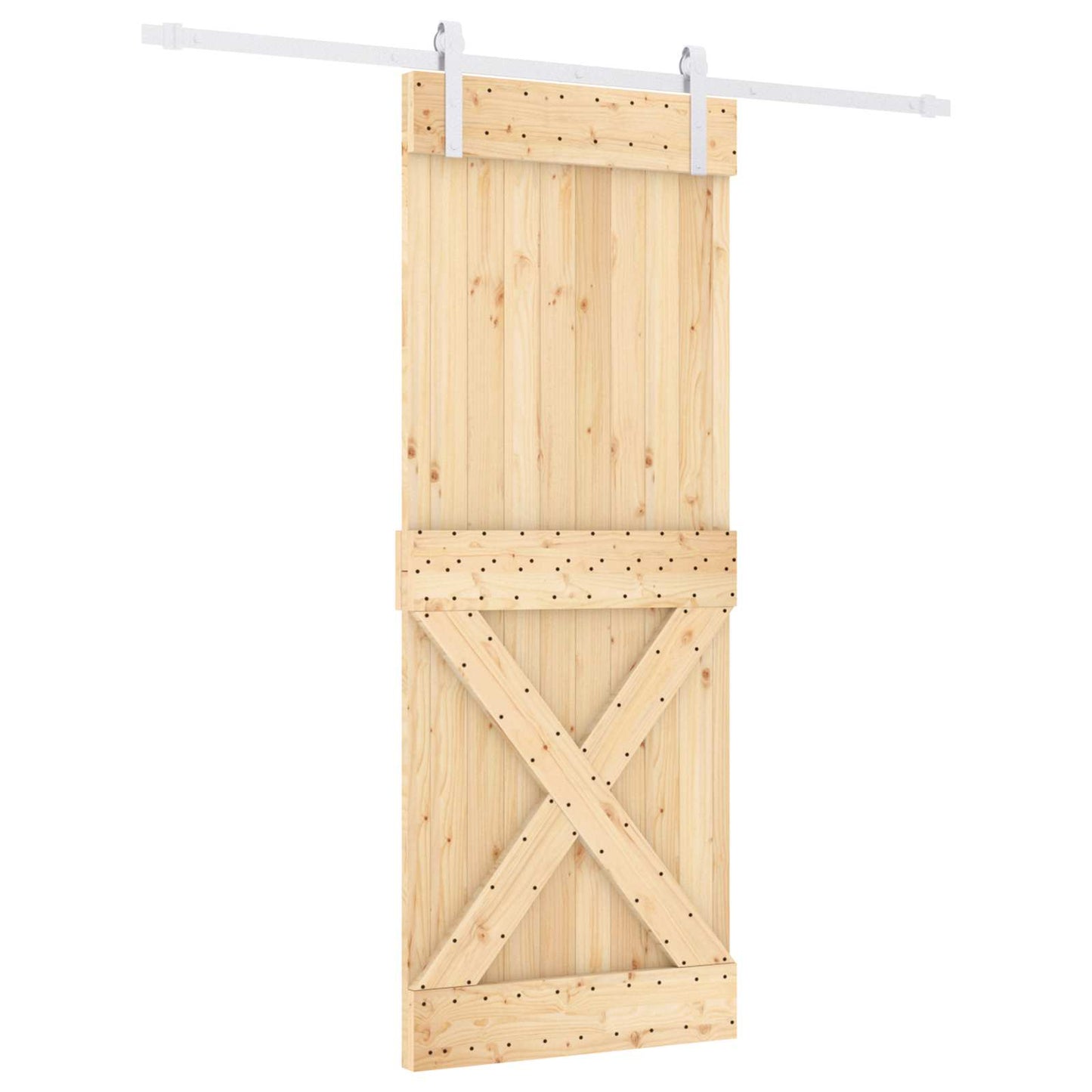 Csúszó ajtó Természetes és Fehér 80 x 210 cm Szilárd Fenyőfa