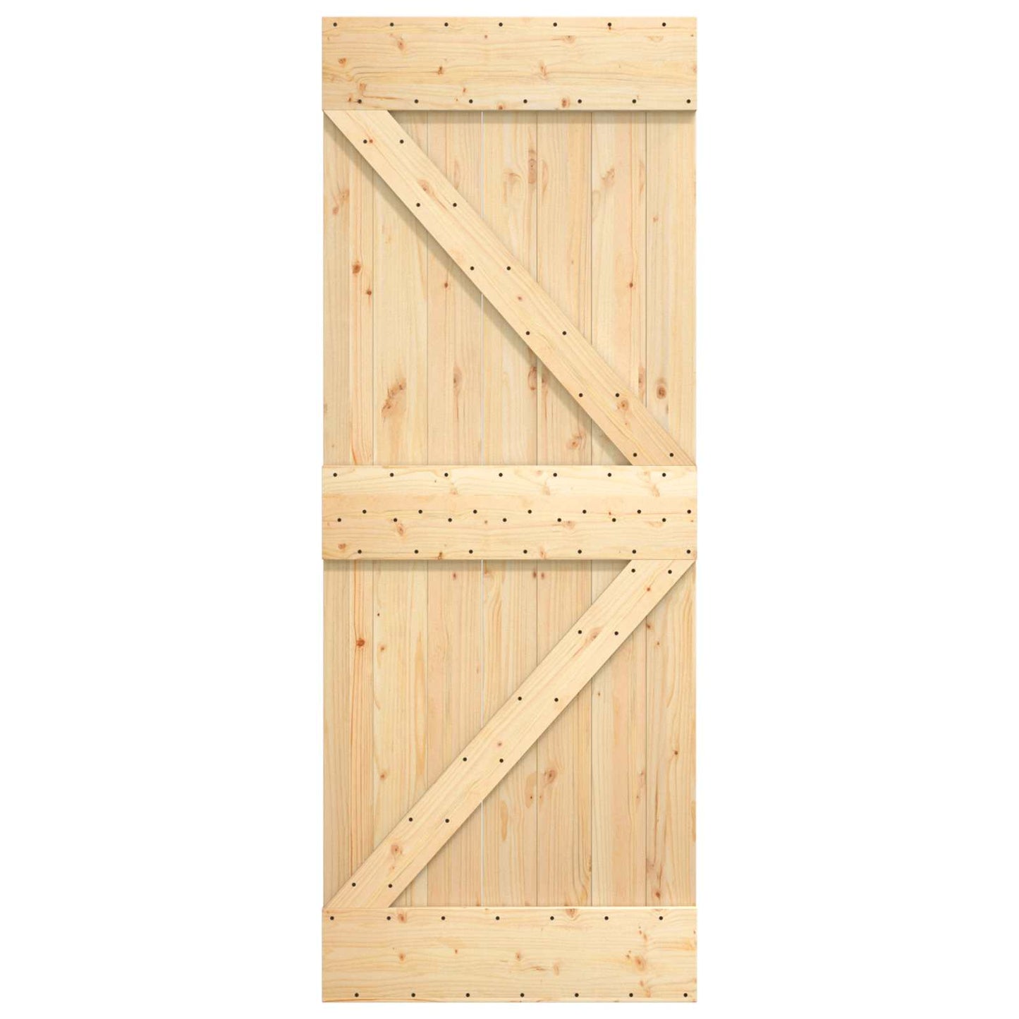 Csúszó ajtó Természetes és Fekete 70 x 210 cm Szilárd Fenyőfa