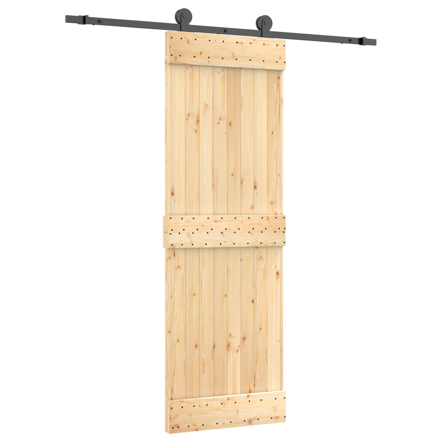 Csúszó ajtó Természetes és Fekete 70 x 210 cm Szilárd Fenyőfa