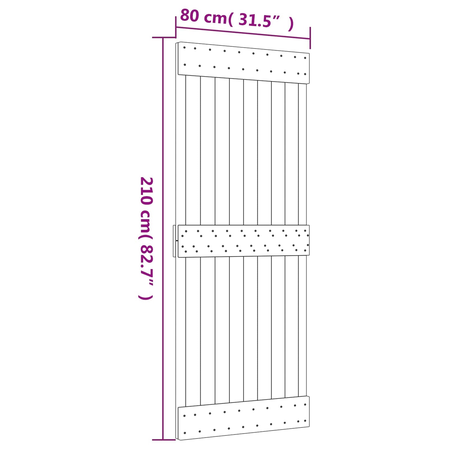 Csúszó ajtó Természetes és Fekete 80 x 210 cm Szilárd Fenyőfa