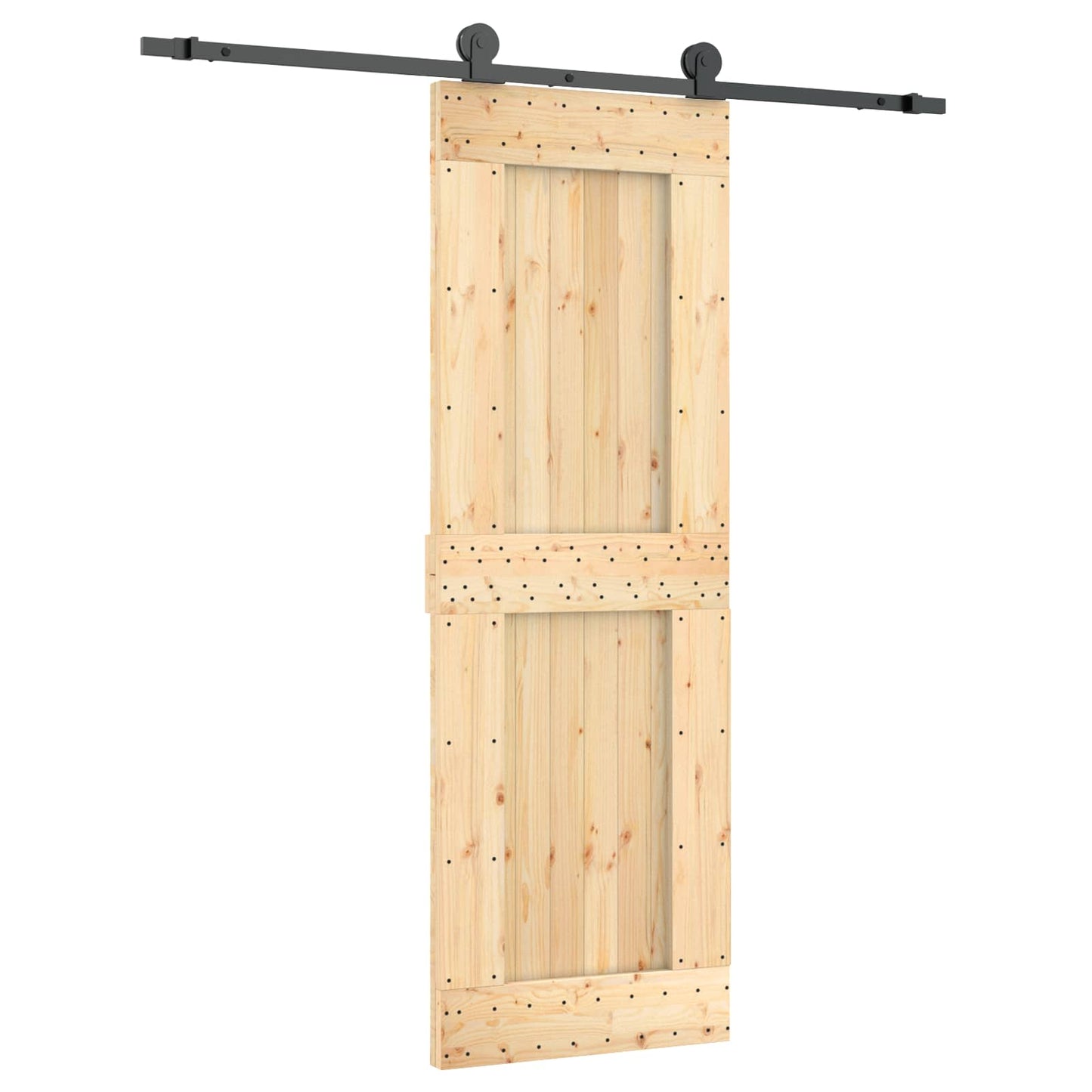 Csúszó ajtó Természetes és Fekete 70 x 210 cm Szilárd Fenyőfa