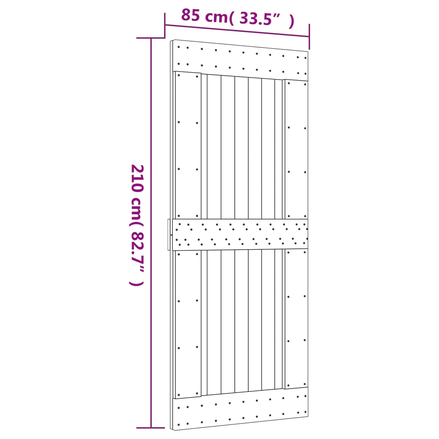 Csúszó ajtó Természetes és Fekete 85 x 210 cm Szilárd Fenyőfa