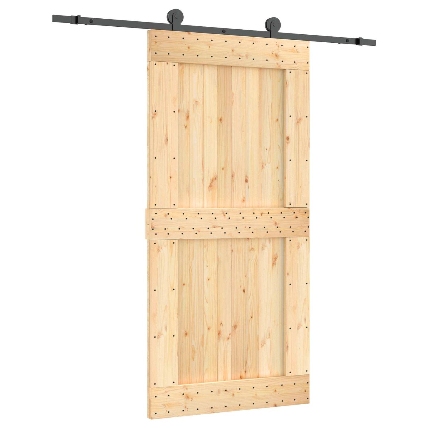 Csúszó ajtó Természetes és Fekete 100 x 210 cm Szilárd Fenyőfa