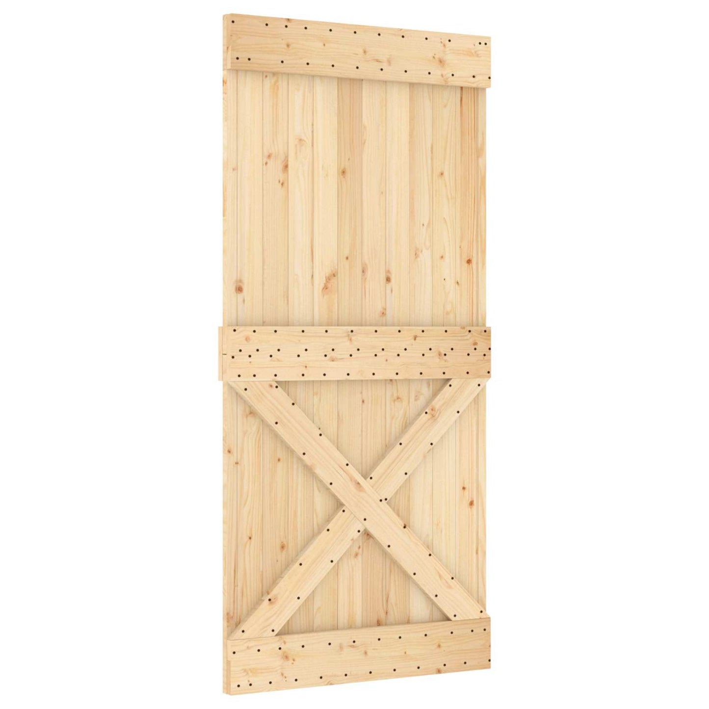 Csúszó ajtó Természetes és Fekete 95 x 210 cm Szilárd Fenyőfa