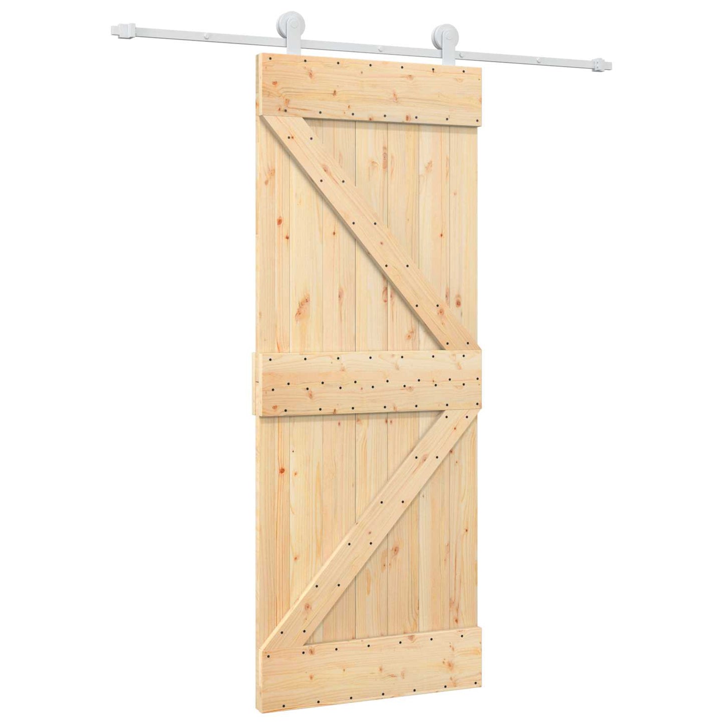 Csúszó ajtó Természetes és Fehér 80 x 210 cm Tömör Fenyőfa