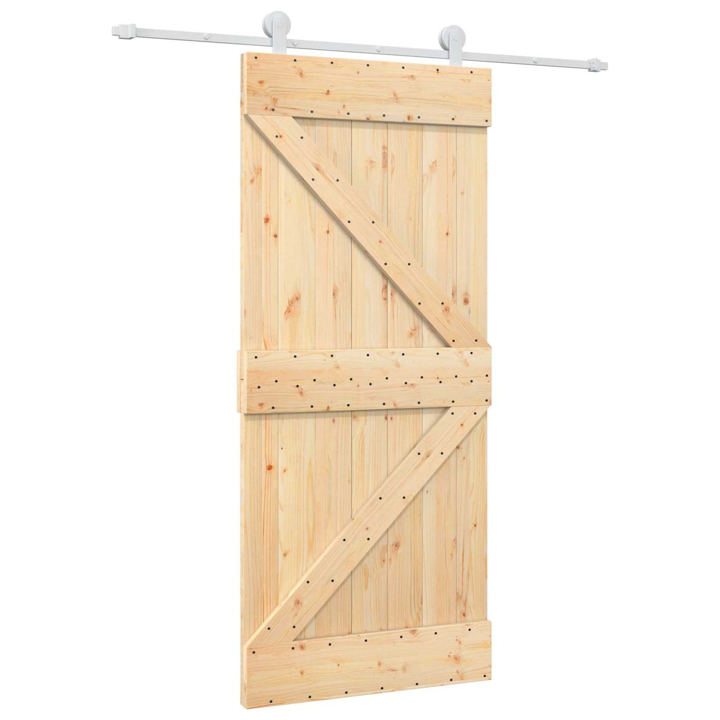 Csúszó ajtó Természetes és Fehér 90 x 210 cm Tömör Fenyőfa