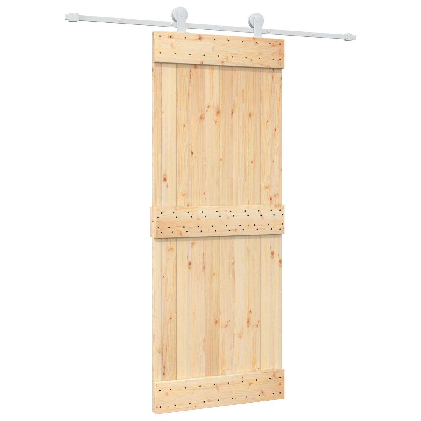 Csúszó ajtó Természetes és Fehér 80 x 210 cm Szilárd Fenyőfa