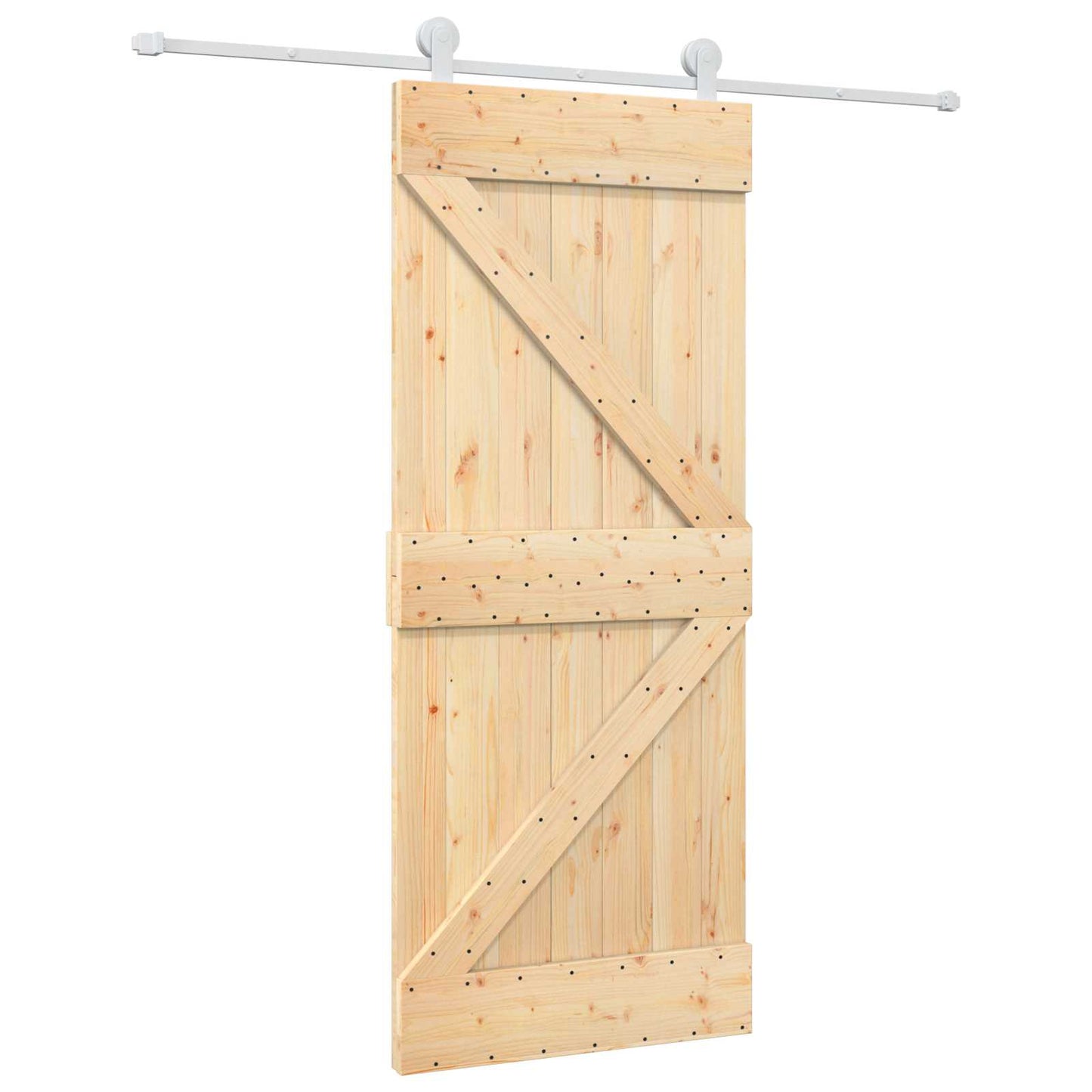 Csúszó ajtó Természetes és Fehér 85 x 210 cm Szilárd Fenyőfa