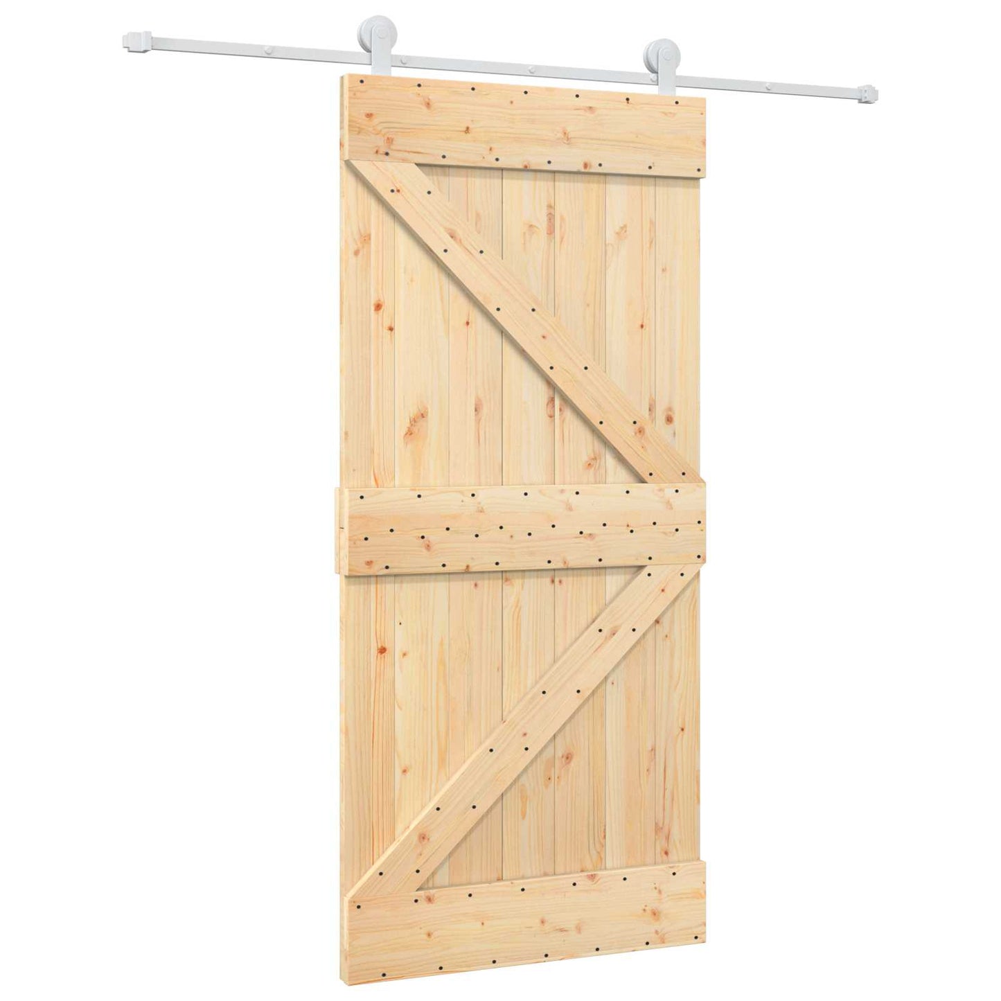 Csúszó ajtó Természetes és Fehér 95 x 210 cm Szilárd Fenyőfa
