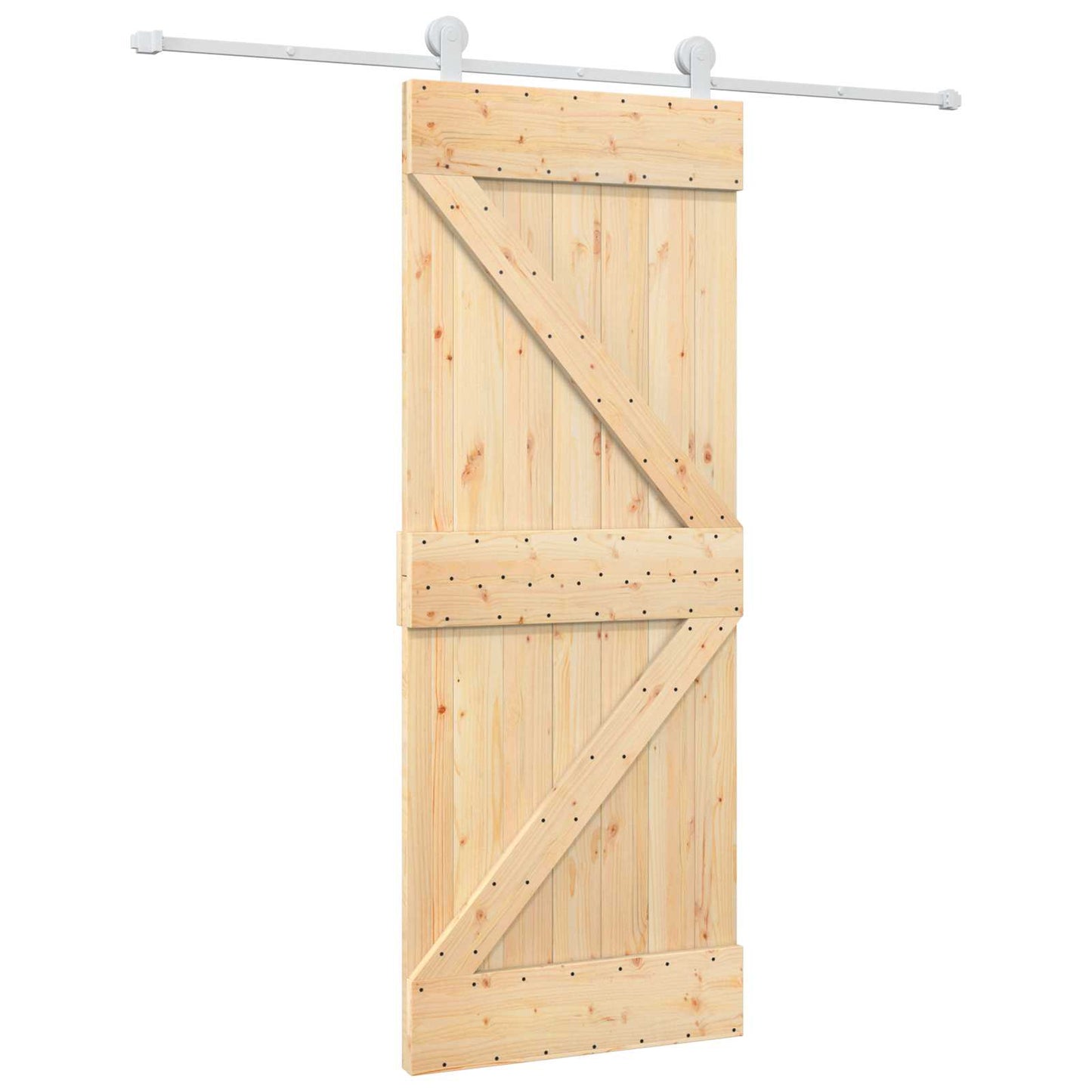 Csúszó ajtó Természetes és Fehér 80 x 210 cm Tömör Fenyőfa