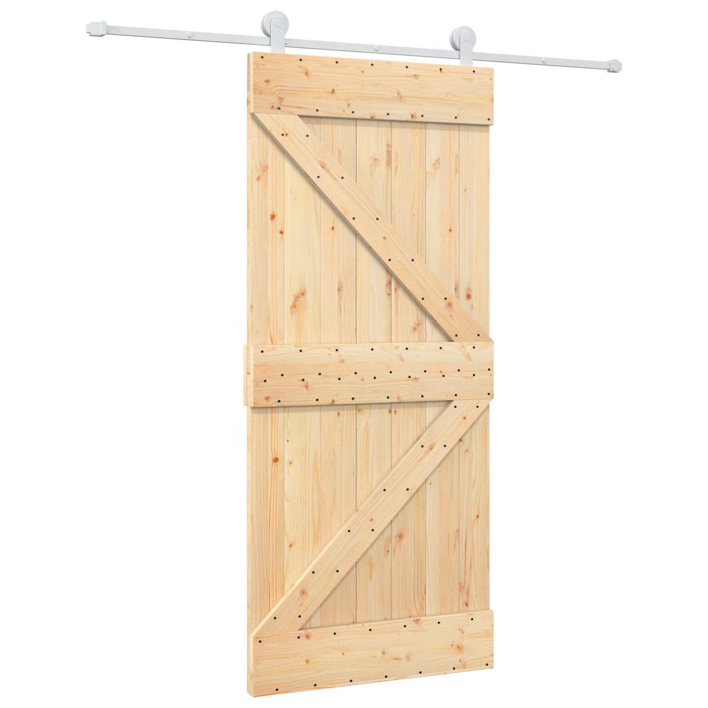 Csúszó ajtó Természetes és Fehér 90 x 210 cm Tömör Fenyőfa