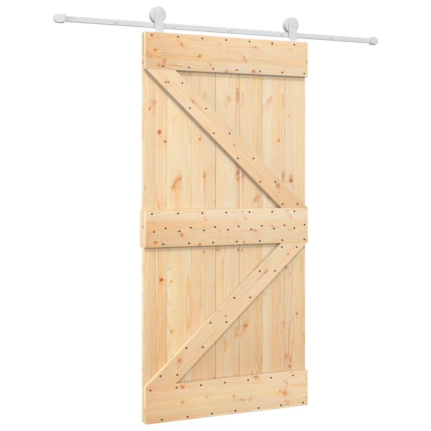 Csúszó ajtó Természetes és Fehér 100 x 210 cm Tömör Fenyőfa