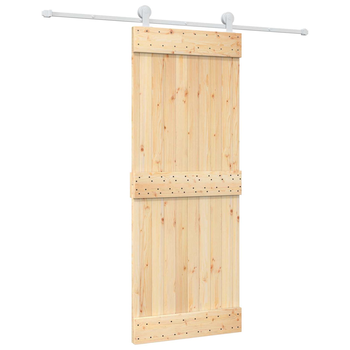 Csúszó ajtó Természetes és Fehér 80 x 210 cm Szilárd Fenyőfa